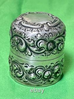 Antique Ornate Sterling Silver Cased Glass Hinged Lidded Container Unidentified