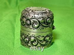 Antique Ornate Sterling Silver Cased Glass Hinged Lidded Container Unidentified
