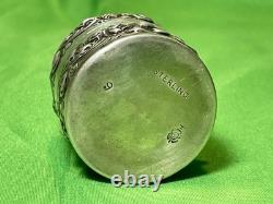Antique Ornate Sterling Silver Cased Glass Hinged Lidded Container Unidentified