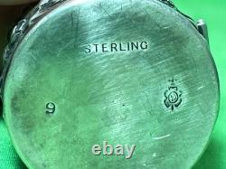 Antique Ornate Sterling Silver Cased Glass Hinged Lidded Container Unidentified