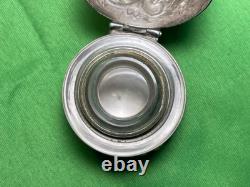 Antique Ornate Sterling Silver Cased Glass Hinged Lidded Container Unidentified