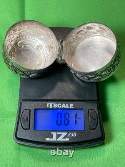 Antique Ornate Sterling Silver Cased Glass Hinged Lidded Container Unidentified