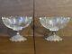 Antique Pair Etched Glass With Sterling Silver Base Compote (sterling-260grams)