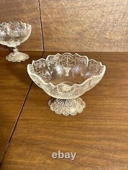 Antique Pair Etched Glass With Sterling Silver Base Compote (Sterling-260grams)