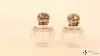 Antique Pair Sterling Silver Top Cut Glass Perfume Bottles