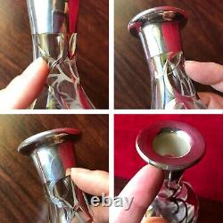 Antique Penna Rye Sterling Silver Filigree Overlay Glass Whiskey Decanter Bottle