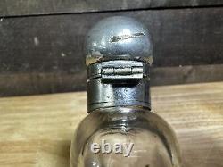 Antique Pennsylvania Railroad Sterling Silver Glass Flask