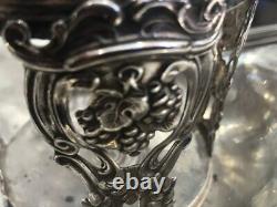 Antique Rare Sterling Silver Glass Oil Cruet Set French Silverware Circa 1780s