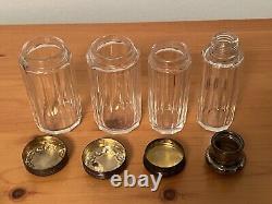 Antique Ribbed Glass Lot Sterling Silver Cap Perfume Bottle / Jars Birmingham UK