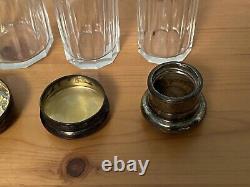 Antique Ribbed Glass Lot Sterling Silver Cap Perfume Bottle / Jars Birmingham UK