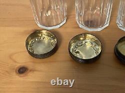 Antique Ribbed Glass Lot Sterling Silver Cap Perfume Bottle / Jars Birmingham UK