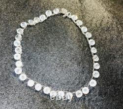 Antique Rivière Clear Czech Glass Necklace Sterling Silver Choker Art Deco 16