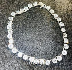 Antique Rivière Clear Czech Glass Necklace Sterling Silver Choker Art Deco 16
