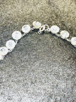 Antique Rivière Clear Czech Glass Necklace Sterling Silver Choker Art Deco 16