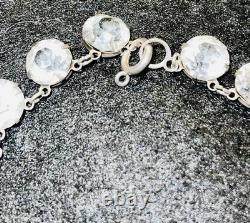 Antique Rivière Clear Czech Glass Necklace Sterling Silver Choker Art Deco 16