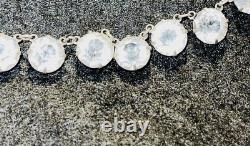 Antique Rivière Clear Czech Glass Necklace Sterling Silver Choker Art Deco 16