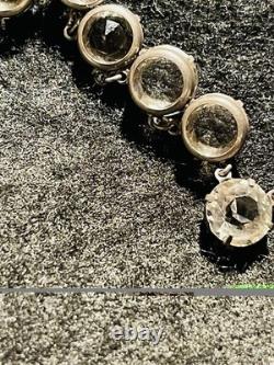 Antique Rivière Clear Czech Glass Necklace Sterling Silver Choker Art Deco 16