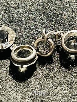 Antique Rivière Clear Czech Glass Necklace Sterling Silver Choker Art Deco 16