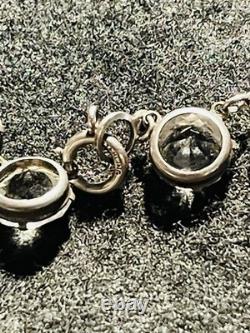 Antique Rivière Clear Czech Glass Necklace Sterling Silver Choker Art Deco 16