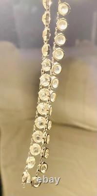 Antique Rivière Clear Czech Glass Necklace Sterling Silver Choker Art Deco 16