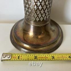 Antique Robert Wallace Sterling Silver & Cut Glass Bud Vase #C1492 Floral Etched