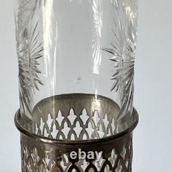 Antique Robert Wallace Sterling Silver & Cut Glass Bud Vase #C1492 Floral Etched