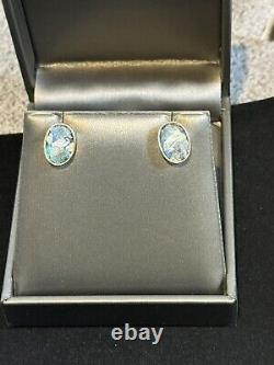 Antique Roman Glass Sterling Silver 925 Earrings Ancient Fragments Stamped