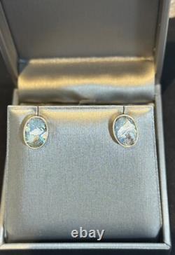 Antique Roman Glass Sterling Silver 925 Earrings Ancient Fragments Stamped