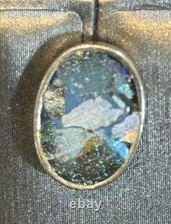 Antique Roman Glass Sterling Silver 925 Earrings Ancient Fragments Stamped