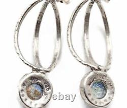 Antique Roman Glass Sterling Silver 925 Post Earrings Ancient Fragments 200 B. C