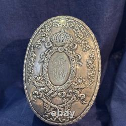 Antique Royal Glass Vanity Jar Sterling Silver Lid 47.67g Monogrammed