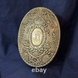 Antique Royal Glass Vanity Jar Sterling Silver Lid 47.67g Monogrammed