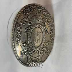 Antique Royal Glass Vanity Jar Sterling Silver Lid 47.67g Monogrammed