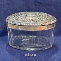Antique Royal Glass Vanity Jar Sterling Silver Lid 47.67g Monogrammed