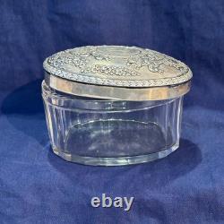 Antique Royal Glass Vanity Jar Sterling Silver Lid 47.67g Monogrammed