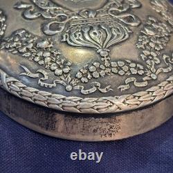 Antique Royal Glass Vanity Jar Sterling Silver Lid 47.67g Monogrammed