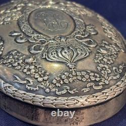 Antique Royal Glass Vanity Jar Sterling Silver Lid 47.67g Monogrammed
