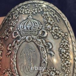 Antique Royal Glass Vanity Jar Sterling Silver Lid 47.67g Monogrammed
