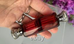 Antique Ruby Red Glass Scent Salt/ Perfume Bottle Double Ended Sterling Silver