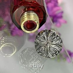Antique Ruby Red Glass Scent Salt/ Perfume Bottle Double Ended Sterling Silver
