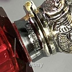 Antique Ruby Red Glass Scent Salt/ Perfume Bottle Double Ended Sterling Silver