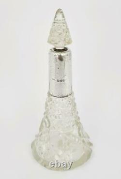 Antique STERLING SILVER MOUNTED CUT GLASS SCENT BOTTLE Chester 1921