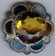 Antique Scottish Sterling Silver Agate & Faceted Topaz Glass Pin