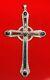 Antique Scottish Sterling Silver Cross Glass Inlay Pendant