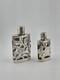 Antique Set Of 2 Sterling Silver Overlay Glass Perfume Bottles. 3.5 & 2.5 Inches