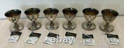 Antique Set Sterling Silver Glasses 925 AGATE Box 6 Cup Win Shot Rare Old 150 gr