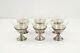 Antique Set Of 6 Sterling Silver Sherbet Dessert Cups With Etched Glass, With Box