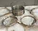 Antique Set Of 7 Sterling Silver. 925 Glass Coasters With Sterling Holder