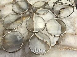 Antique Set of 7 Sterling Silver. 925 Glass Coasters with Sterling Holder