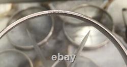 Antique Set of 7 Sterling Silver. 925 Glass Coasters with Sterling Holder